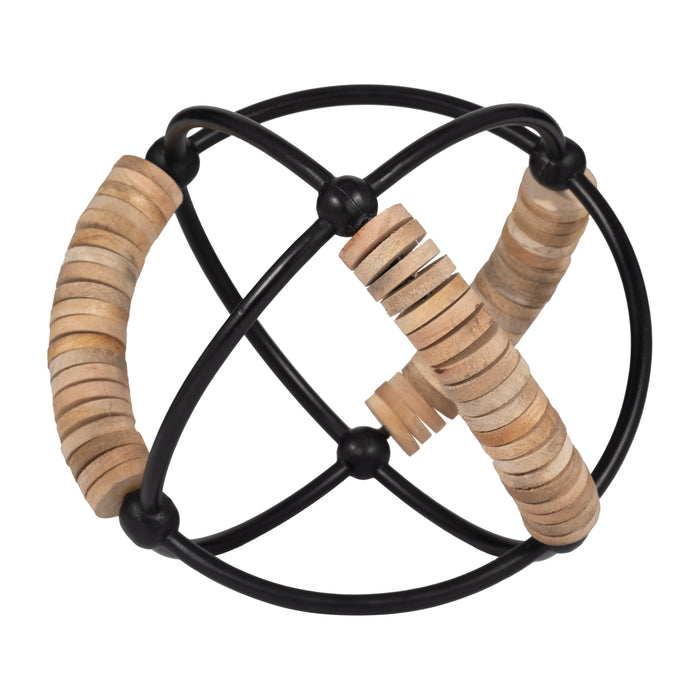 Metal 9\" Abacus Orb - Natural and Black