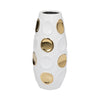 13\" Circle Emobossed Vase - White and Gold 