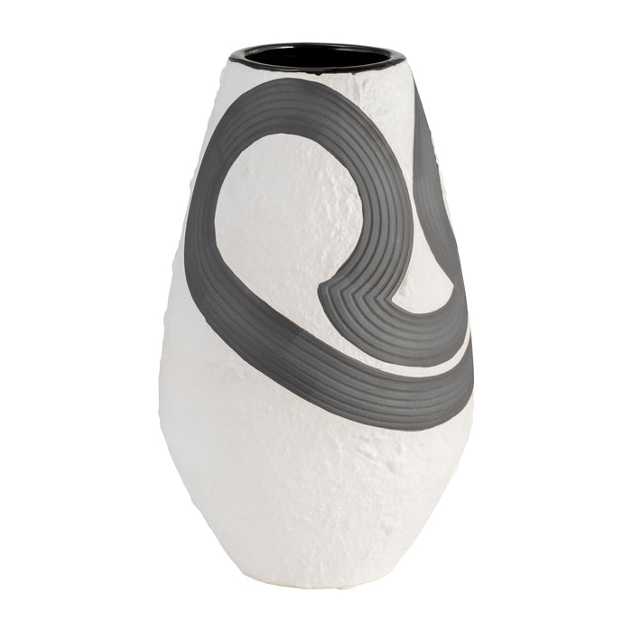 Stoneware 11\" Noir Vase - Black and White