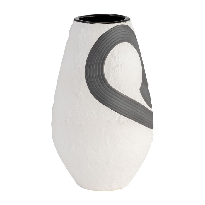 Stoneware 11\" Noir Vase - Black and White