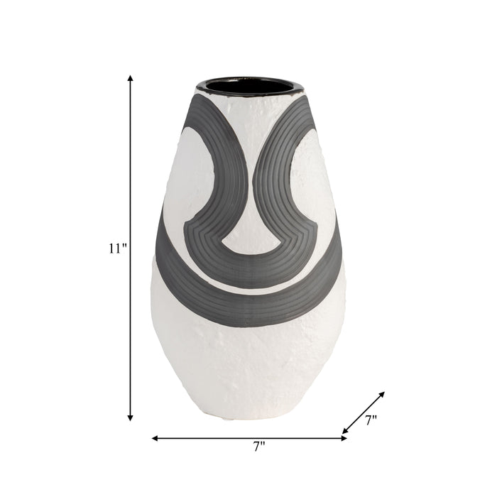 Stoneware 11\" Noir Vase - Black and White