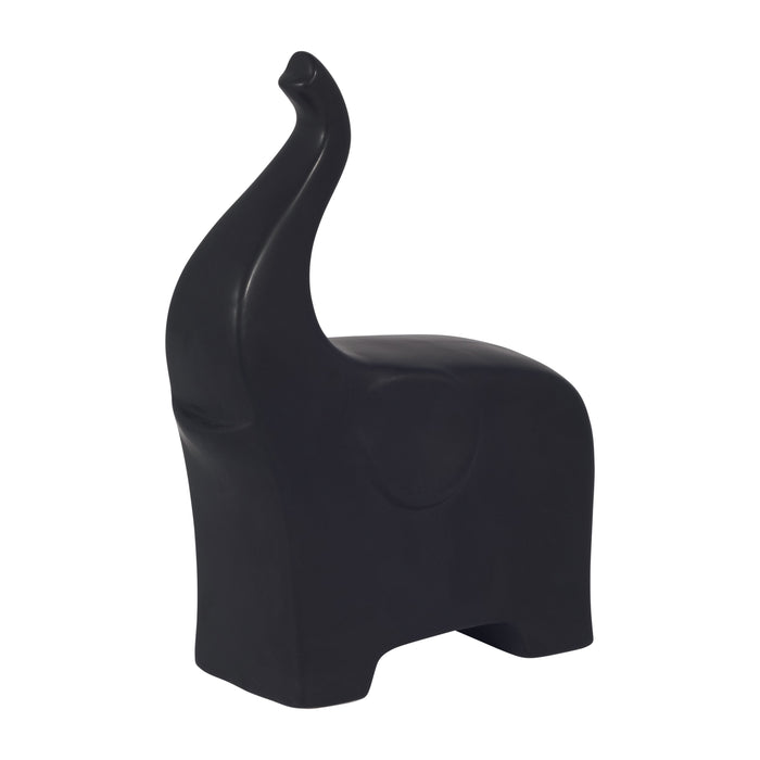 Ceramic 7\" Trunk Up Elephant - Black