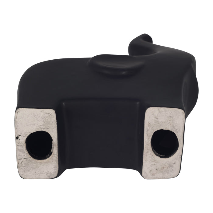 Ceramic 7\" Trunk Up Elephant - Black