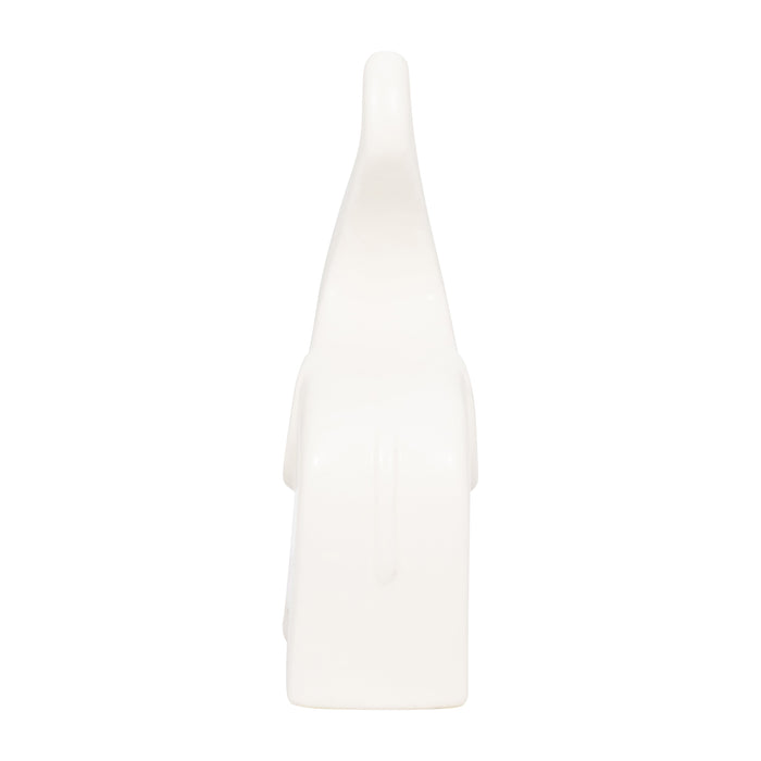 Ceramic 7\" Trunk Up Elephant - White