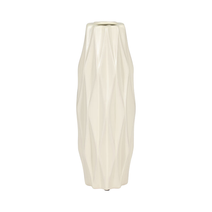 Ceramic 12\" Flutted Vase - White