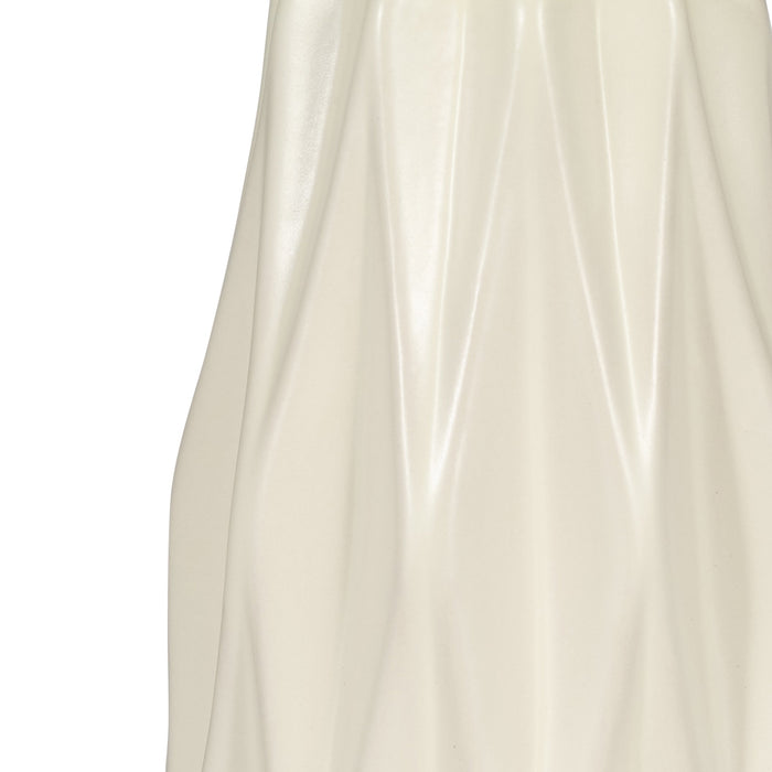 Ceramic 12\" Flutted Vase - White