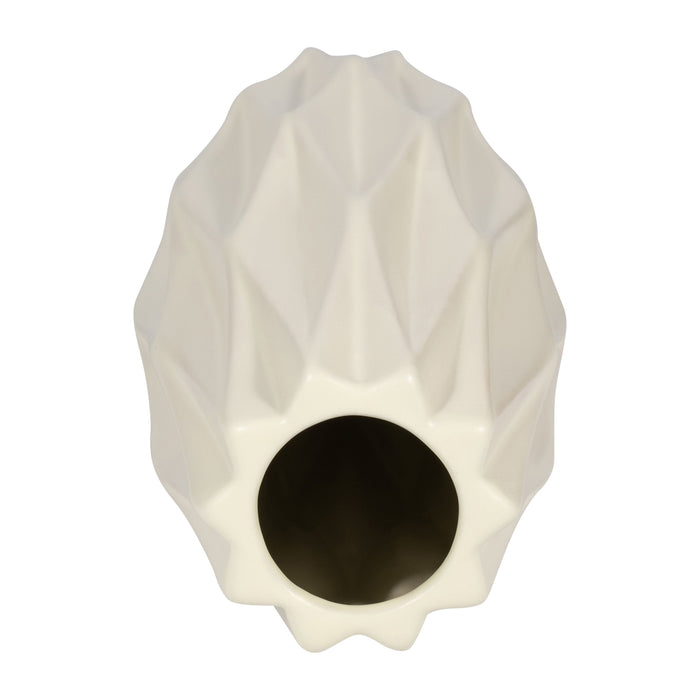 Ceramic 12\" Flutted Vase - White