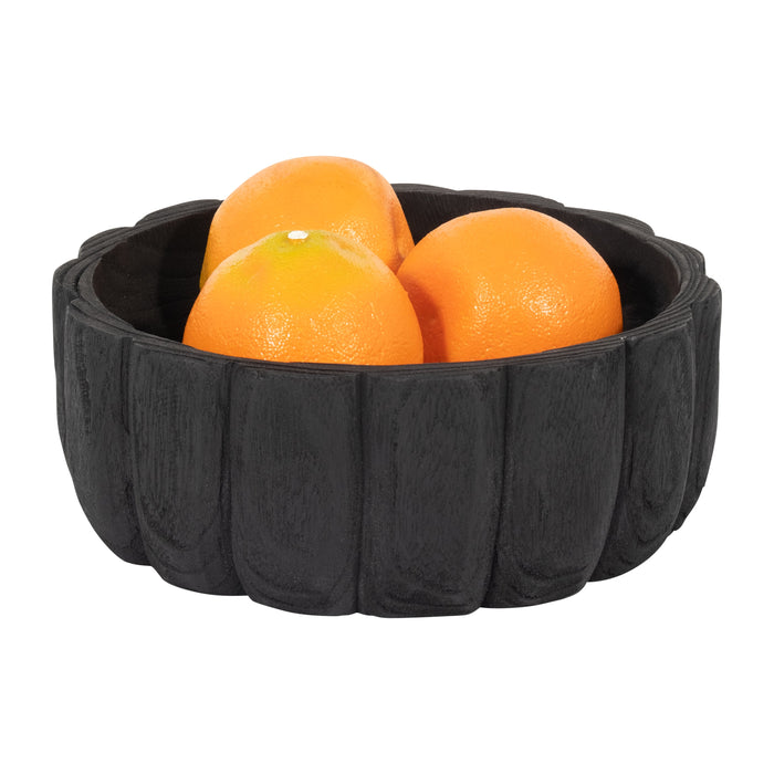 Wood 9\" Scalloped Bowl - Black