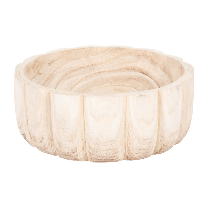 Wood 9\" Scalloped Bowl - Natural