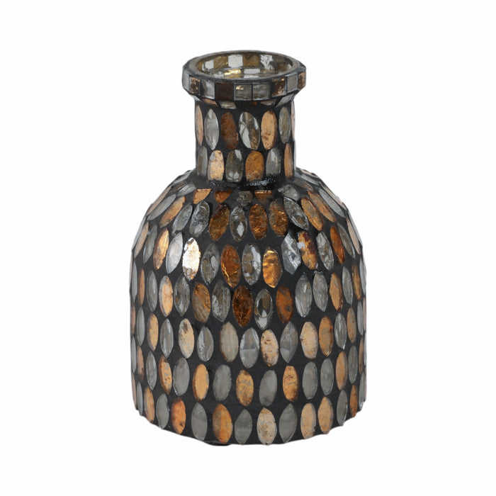 Glass 6\" Mosaic Vase - Copper 