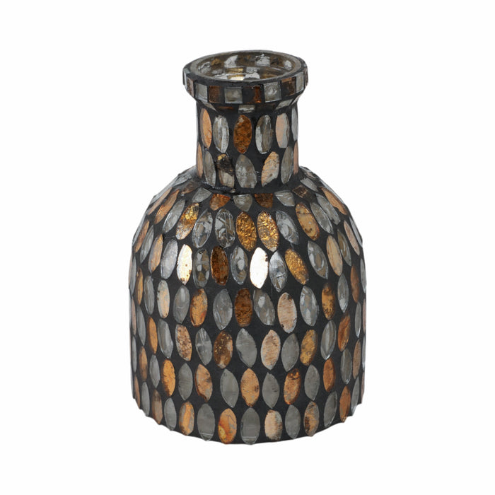 Glass 6\" Mosaic Vase - Copper 