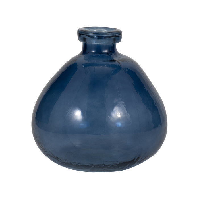 Glass 8\" Balloon Vase - Blue 
