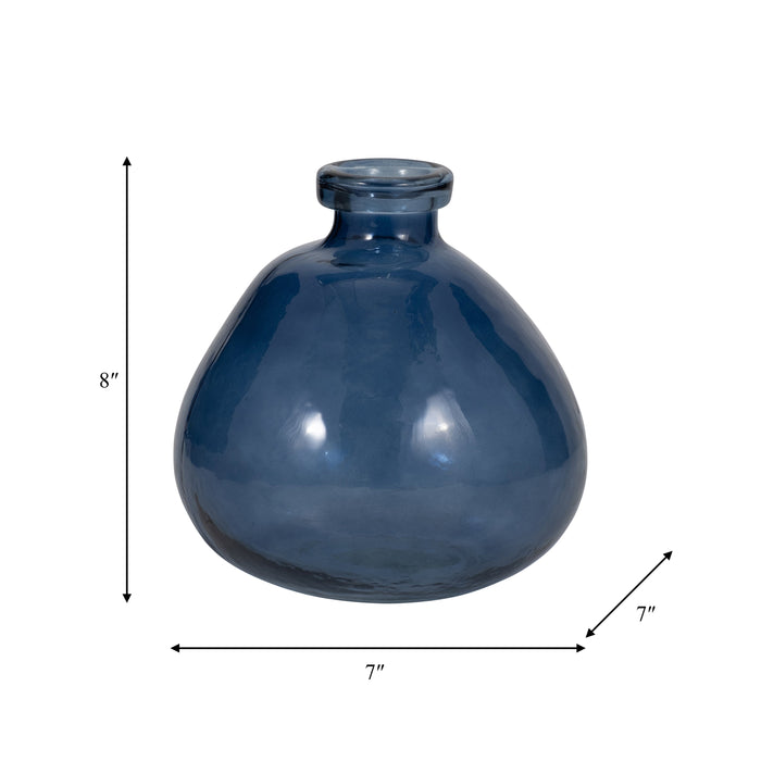 Glass 8\" Balloon Vase - Blue 