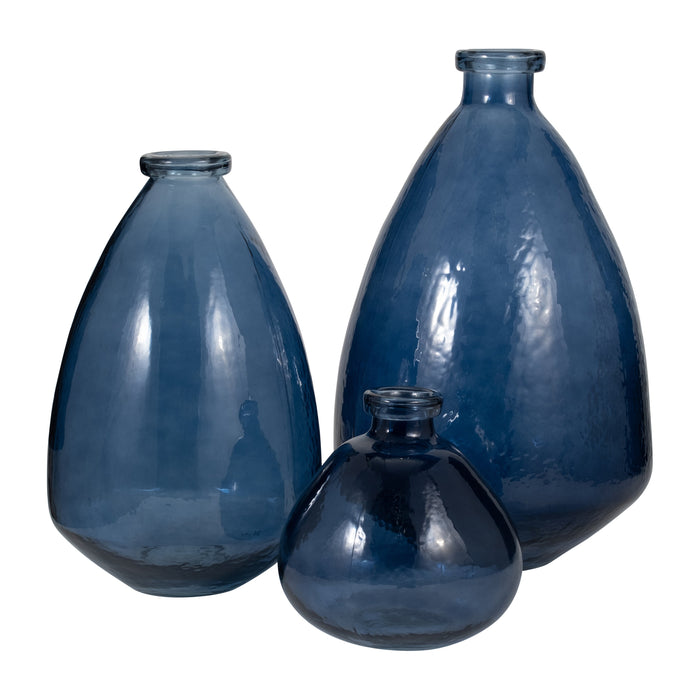 Glass 8\" Balloon Vase - Blue 