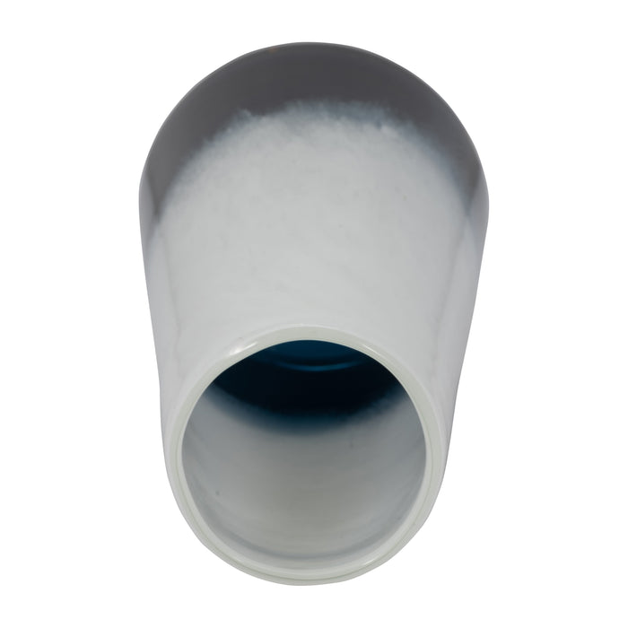 Glass 11\" Blue Waters Vase - Blue and White