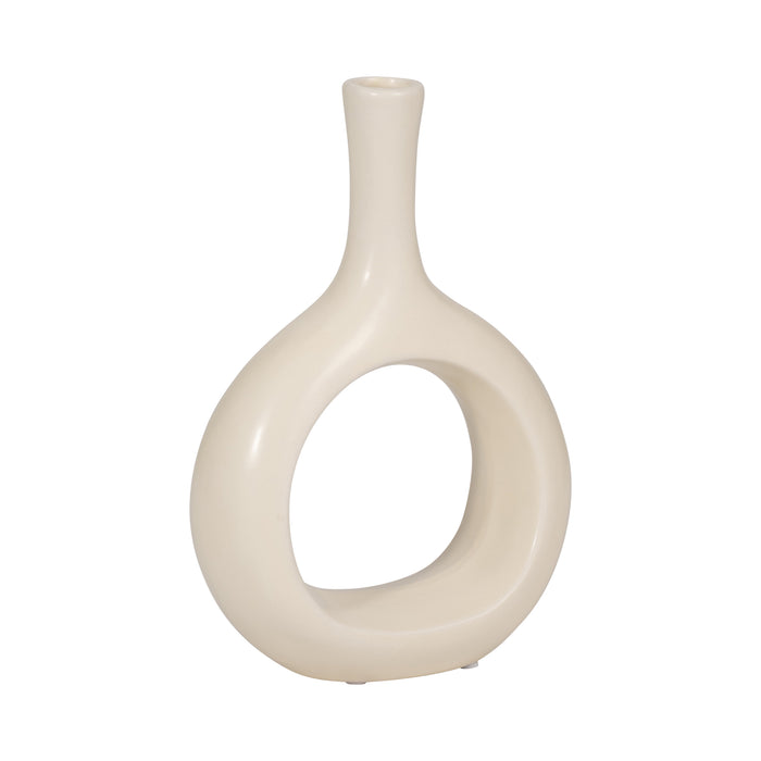 Ceramic 9\" Curved Open Cut-Out Vase - White