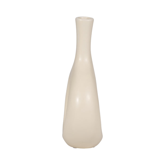 Ceramic 9\" Curved Open Cut-Out Vase - White