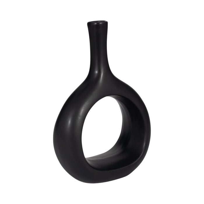 Ceramic 9\" Curved Open Cut-Out Vase - Black