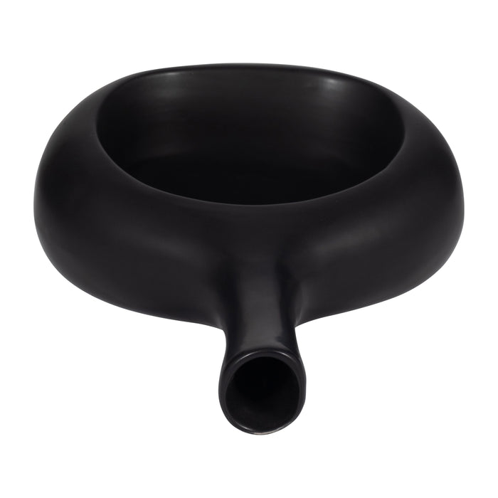 Ceramic 9\" Curved Open Cut-Out Vase - Black