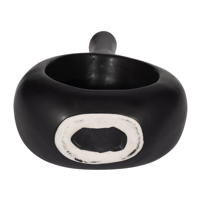 Ceramic 9\" Curved Open Cut-Out Vase - Black