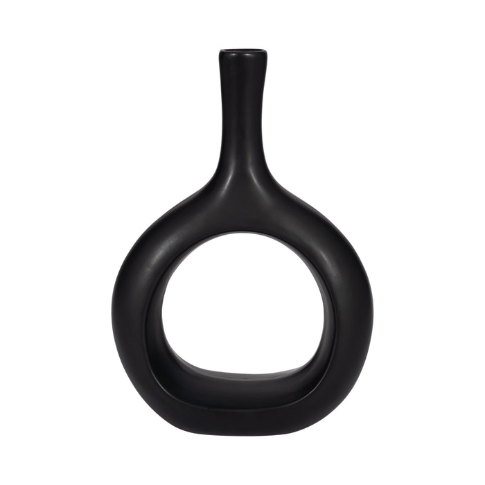 Ceramic 9\" Curved Open Cut-Out Vase - Black