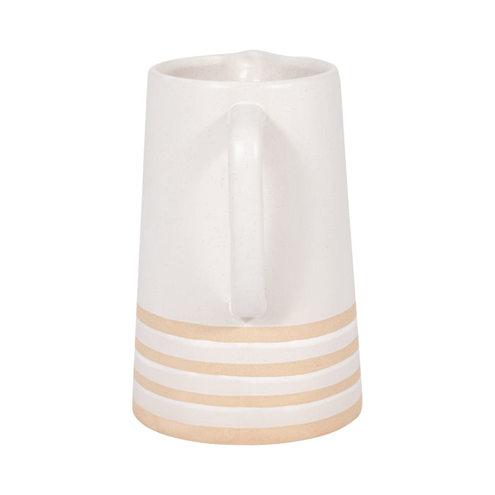 Ceramic 8\" Pitcher with Lines - Ivory
