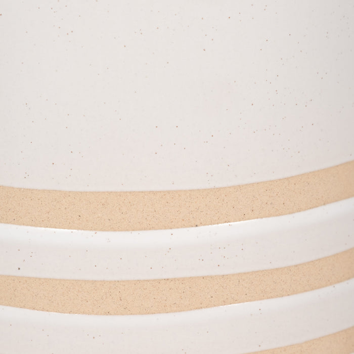 Ceramic 8\" Pitcher with Lines - Ivory