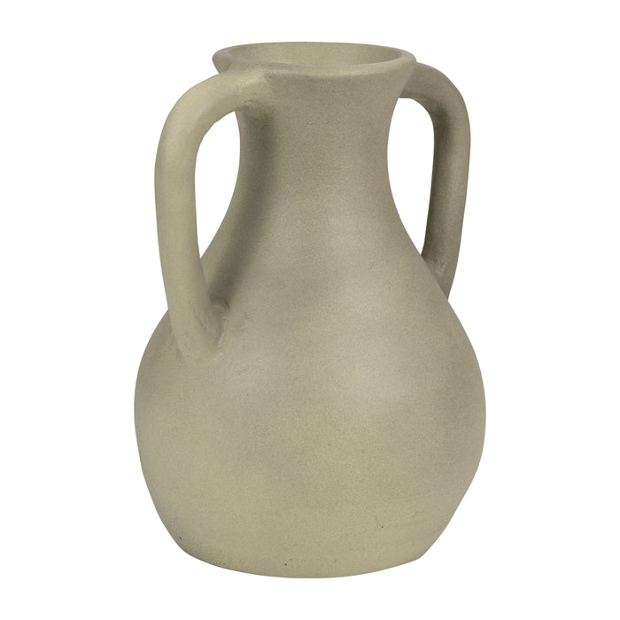 Terracotta 11\" Jug Vase with Handles - Sage Green