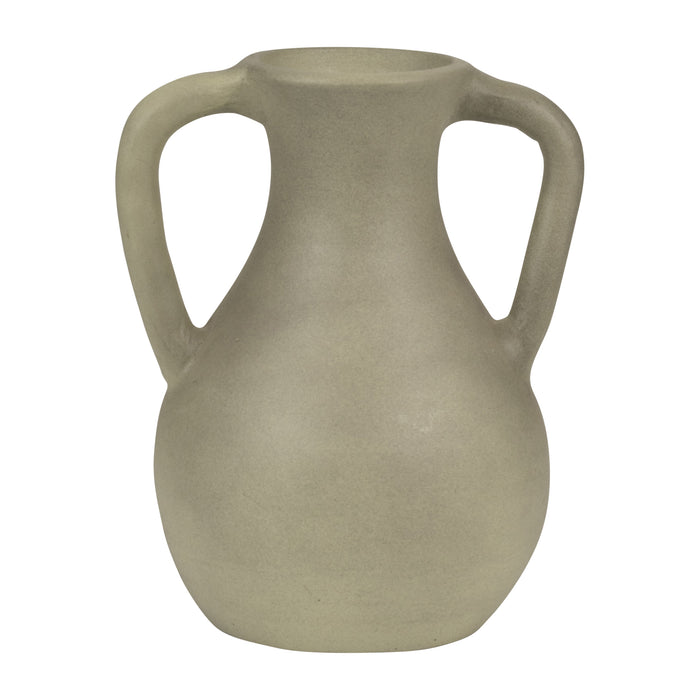 Terracotta 11\" Jug Vase with Handles - Sage Green