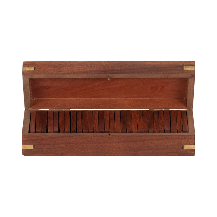 Wood 8\" x 3\" Dominoes Box - Brown 