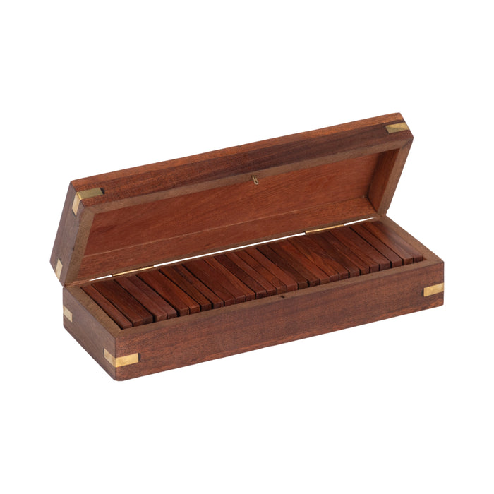 Wood 8\" x 3\" Dominoes Box - Brown 