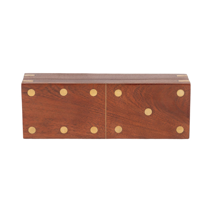 Wood 8\" x 3\" Dominoes Box - Brown 