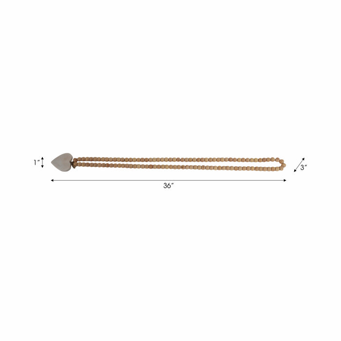 Wood 36\" Small Bead Garland with Marble Heart - Brown 