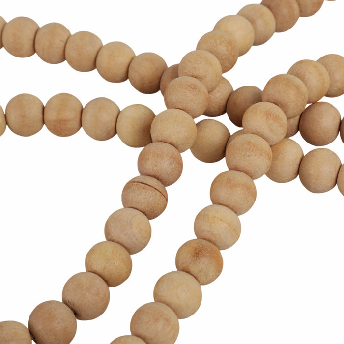 Wood 36\" Small Bead Garland with Marble Heart - Brown 