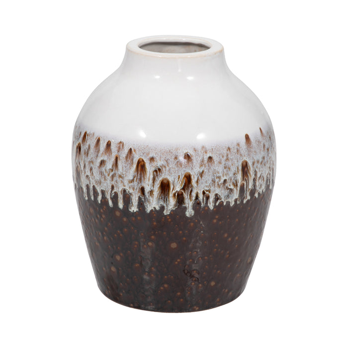 Clay 11\" Ombre Reactive Vase - Brown and White