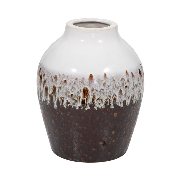 Clay 11\" Ombre Reactive Vase - Brown and White
