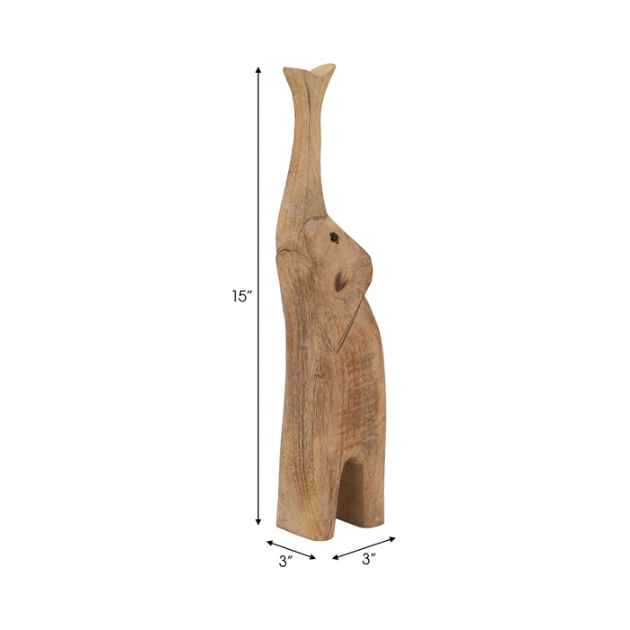 Mango Wood 15\" Elephant - Brown