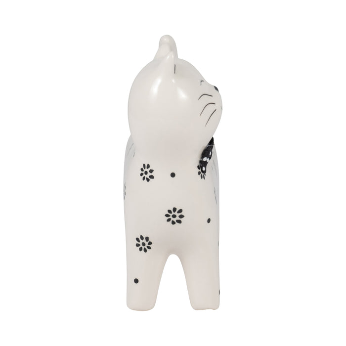 8\" x 7\" Daisies Cat - White 