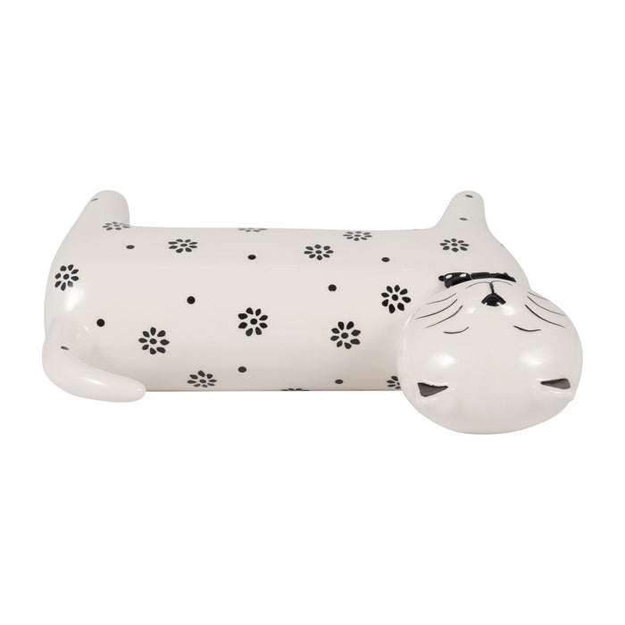 8\" x 7\" Daisies Cat - White 