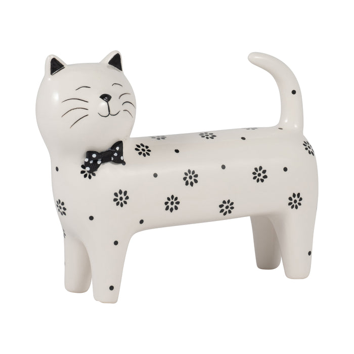 8\" x 7\" Daisies Cat - White 