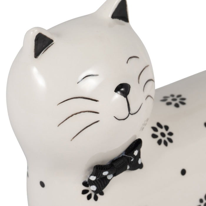 8\" x 7\" Daisies Cat - White 