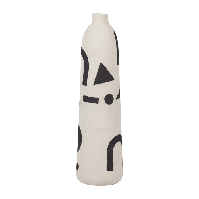 Ceramic 15\" Funky Vase - Ivory and Black 