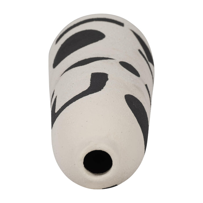 Ceramic 15\" Funky Vase - Ivory and Black 