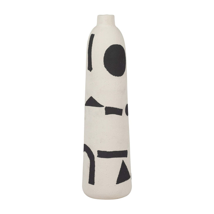 Ceramic 15\" Funky Vase - Ivory and Black 