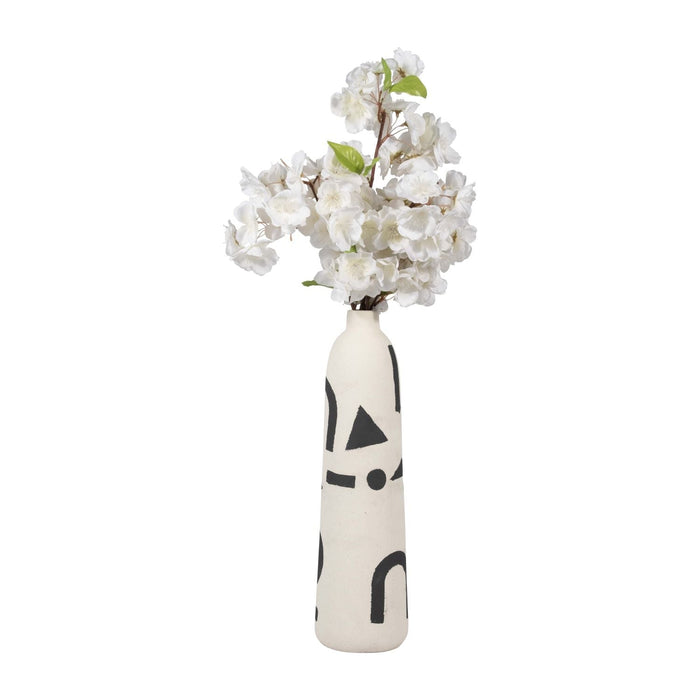 Ceramic 15\" Funky Vase - Ivory and Black 