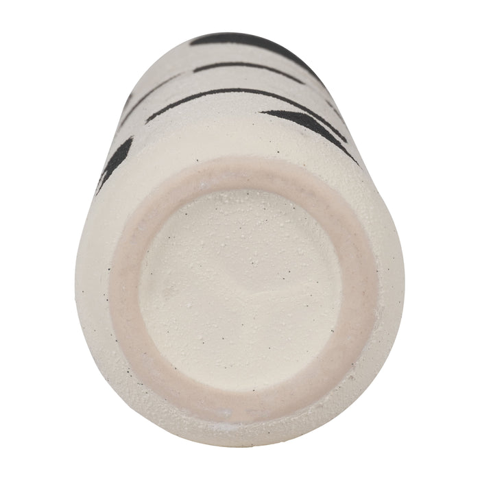 Ceramic 15\" Funky Vase - Ivory and Black 