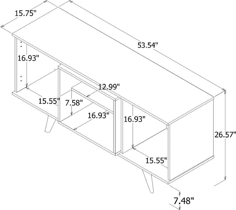 Manhattan Comfort Hampton 53.54\" TV Stand with 4 Shelves & Solid Wood Legs - Off White