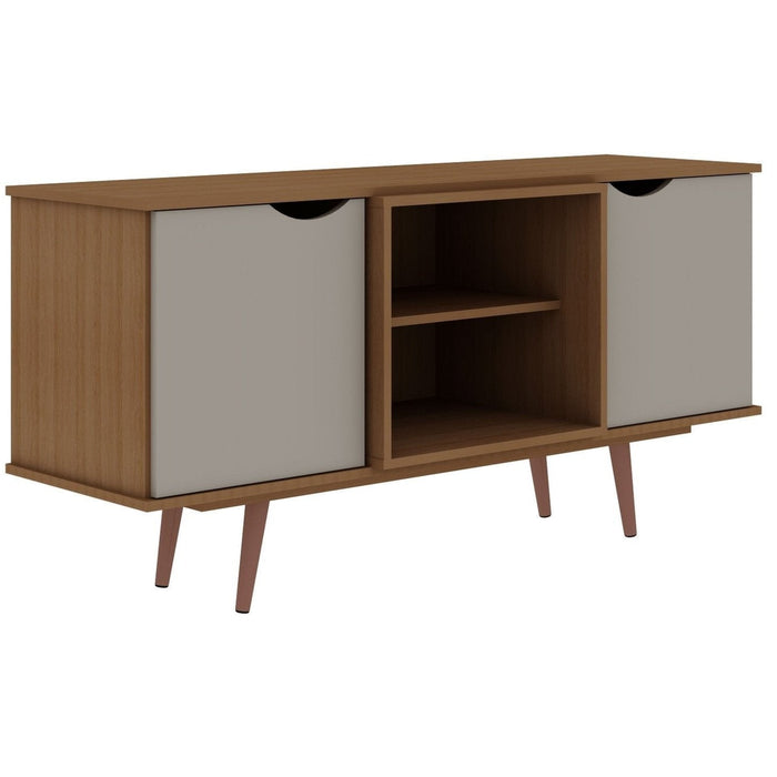 Manhattan Comfort Hampton 53.54\" TV Stand with 4 Shelves & Solid Wood Legs - Off White