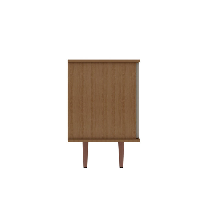 Manhattan Comfort Hampton 53.54\" TV Stand with 4 Shelves & Solid Wood Legs - Off White