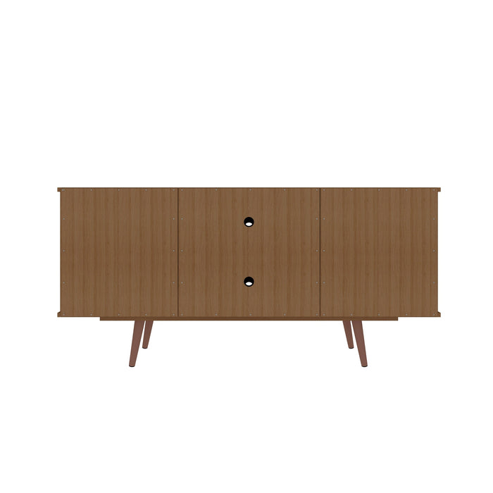 Manhattan Comfort Hampton 53.54\" TV Stand with 4 Shelves & Solid Wood Legs - Off White